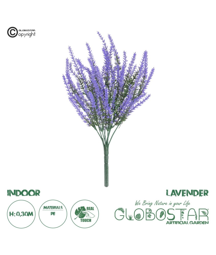 GloboStar® Artificial Garden  LAVENDER BRANCH 21062 Διακοσμητικό Κλαδί Λεβάντας σετ 2 τεμάχια Φ15 x Υ30cm